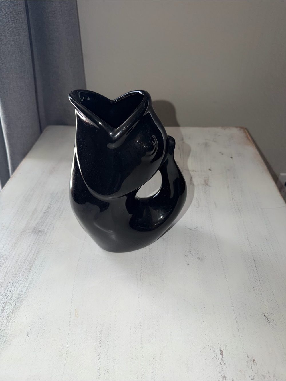 Contemporary Black Ceramic Sculptural Vase - Decorative Accent